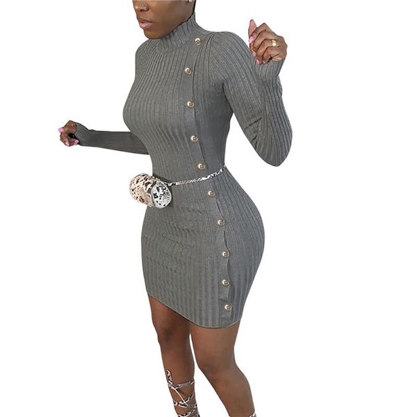 casual dresses women long sleeve buttoned knitted turtleneck dress fashion ladies autumn spring streetwear club bodycon vestido, Black;gray
casual dresses women long sleeve buttoned knitted turtleneck dress fashion ladies autumn spring streetwear club bodycon vestido, Black;gray
