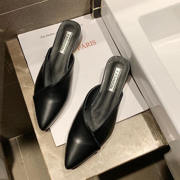 slippers women leather mules shoes low chunky square heel pointed toe casual summer lady sandals, Black
slippers women leather mules shoes low chunky square heel pointed toe casual summer lady sandals, Black
