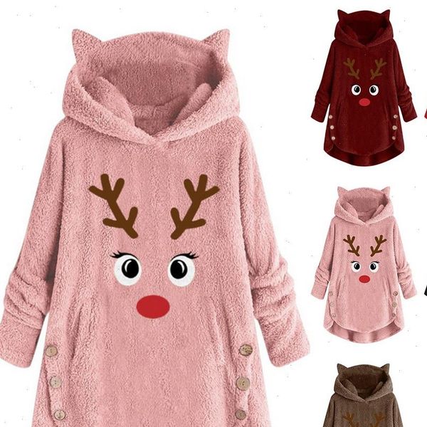 2021 fashion women printed ears hooded large size long sleeve button sweatshirt warm pullover christmas casual streetwear, Black
2021 fashion women printed ears hooded large size long sleeve button sweatshirt warm pullover christmas casual streetwear, Black