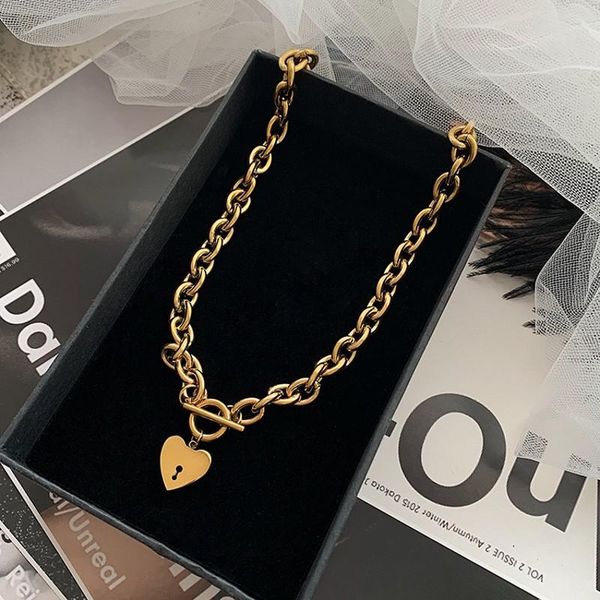 pendant necklaces 2021 punk gold lock heart clavicle necklace fashion women ot buckle thick chain metal choker jewelry gift, Silver
pendant necklaces 2021 punk gold lock heart clavicle necklace fashion women ot buckle thick chain metal choker jewelry gift, Silver