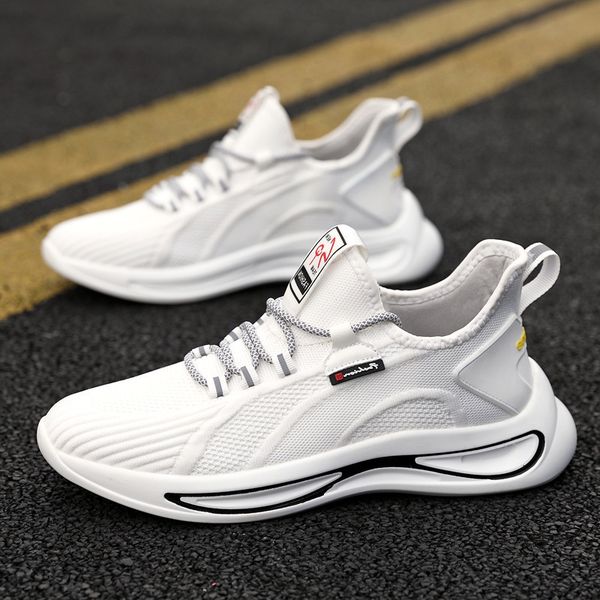 Spring new 2021 breathable sports flying leisure running shoes men's sneakers, White
Spring new 2021 breathable sports flying leisure running shoes men's sneakers, White