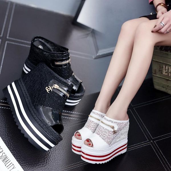 women's shoes new summer sandals wedge heel ultra high heels waterproof platform hollow women's shoes raise fish head slippers, Black
women's shoes new summer sandals wedge heel ultra high heels waterproof platform hollow women's shoes raise fish head slippers, Black