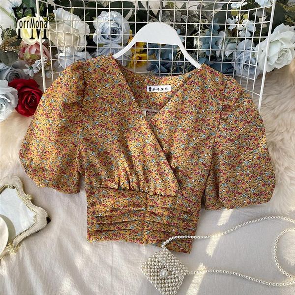 yornmona 2021 new arrival women chic floral print short sleeve blouses summer chiffon crop streetwear ladies, White
yornmona 2021 new arrival women chic floral print short sleeve blouses summer chiffon crop streetwear ladies, White