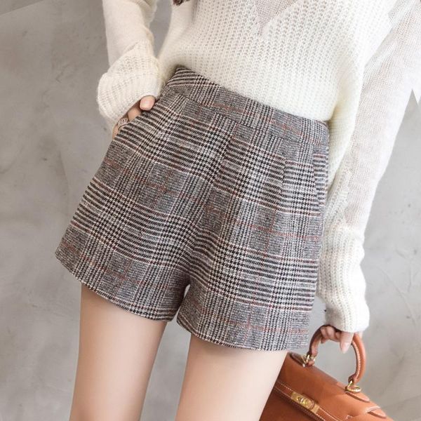 women's shorts winter wool 2021 plaid printed pockets zip up short harem pants women autumn high waist woolen female d3826, White;black
women's shorts winter wool 2021 plaid printed pockets zip up short harem pants women autumn high waist woolen female d3826, White;black