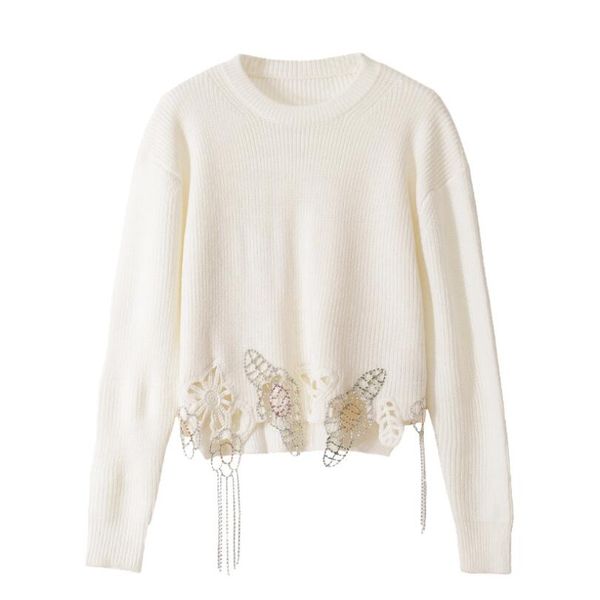 designer lace beading tassels sweatrer women fashion long sleeve o collar knitted pullover coat femme w1370, White;black
designer lace beading tassels sweatrer women fashion long sleeve o collar knitted pullover coat femme w1370, White;black