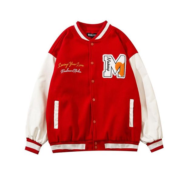 men's jackets high street harajuku baseball varsity jacket men patchwork big m letter embroidery stand collar casual streetwear couple, Black;brown
men's jackets high street harajuku baseball varsity jacket men patchwork big m letter embroidery stand collar casual streetwear couple, Black;brown