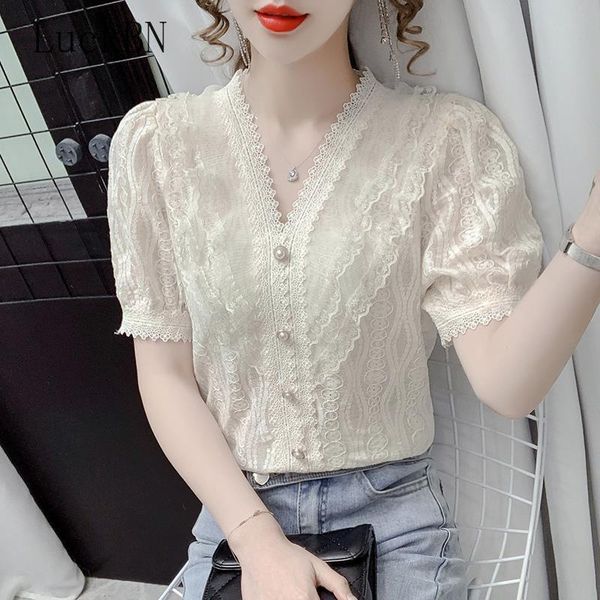 women's blouses & shirts summer v neck lace blouse short sleeve elegant women solid crochet ruffle patchwork slim blusas mujer, White
women's blouses & shirts summer v neck lace blouse short sleeve elegant women solid crochet ruffle patchwork slim blusas mujer, White