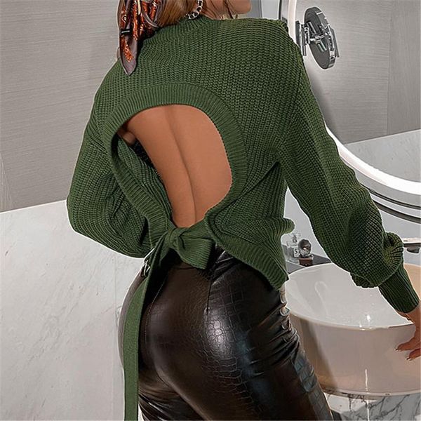 women's sweaters chic back hollow out lacing sweater knitted thicken pullovers autumn solid o neck lantern sleeve lady slim, White;black
women's sweaters chic back hollow out lacing sweater knitted thicken pullovers autumn solid o neck lantern sleeve lady slim, White;black