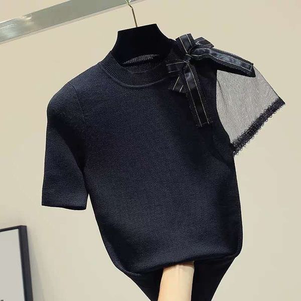 shintimes bow tshirt women mesh black short sleeve t shirt woman clothes knitted slim summer casual tee shirt femme 210309, White
shintimes bow tshirt women mesh black short sleeve t shirt woman clothes knitted slim summer casual tee shirt femme 210309, White