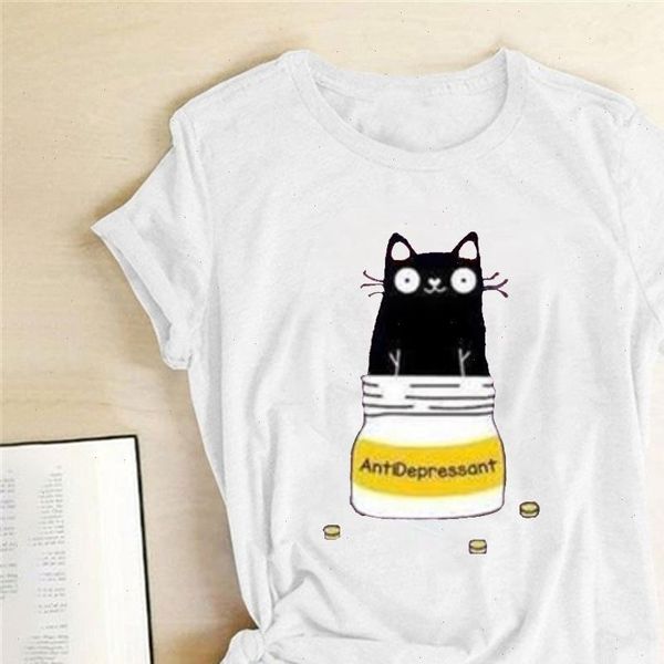 cat bottle antdepressant print t shirts women summer 2021 graphic tee casual harajuku clothes round neck for women ladies, White
cat bottle antdepressant print t shirts women summer 2021 graphic tee casual harajuku clothes round neck for women ladies, White