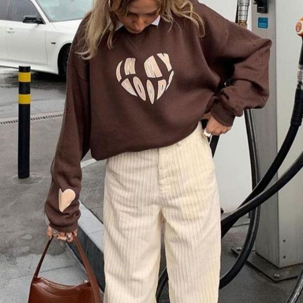 women's hoodies & sweatshirts brown vintage y2k pullover oversized korean fashion crewneck long sleeve autumn pullovers casual streetwe, Black
women's hoodies & sweatshirts brown vintage y2k pullover oversized korean fashion crewneck long sleeve autumn pullovers casual streetwe, Black