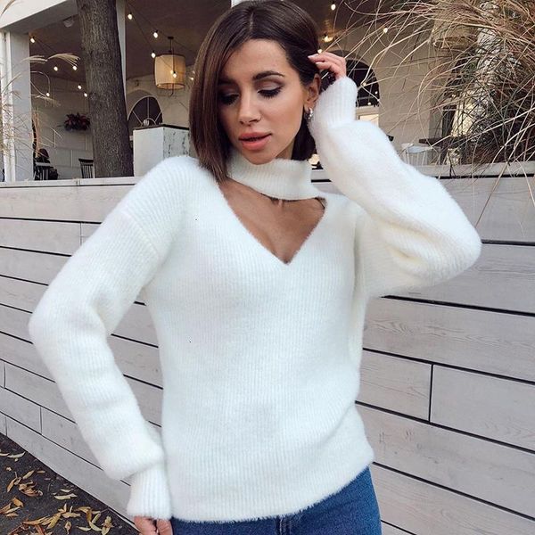 women's sweaters cokago fluffy women pullovers v neck white sweater oversized jumpers for clothes 2021 spring fashion, White;black
women's sweaters cokago fluffy women pullovers v neck white sweater oversized jumpers for clothes 2021 spring fashion, White;black