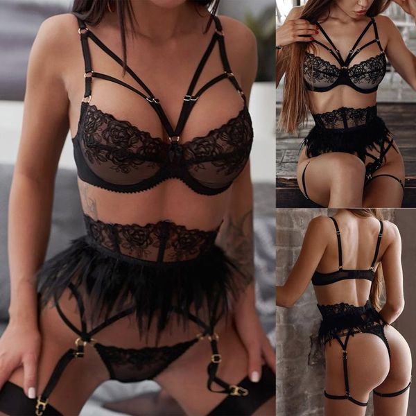 women's swimwear 2021 women exquisite mesh lingerie bra+garter+briefs set babydoll cut-out sleepwear for tenue femme erotique, White;black
women's swimwear 2021 women exquisite mesh lingerie bra+garter+briefs set babydoll cut-out sleepwear for tenue femme erotique, White;black