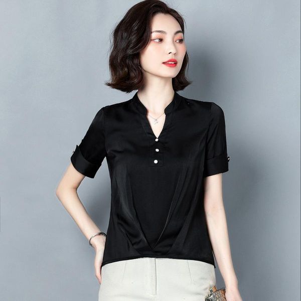 women's blouses & shirts summer womens blouse satin green women button shirt short sleeve v-neck ol blusas mujer de moda 2021 verano, White
women's blouses & shirts summer womens blouse satin green women button shirt short sleeve v-neck ol blusas mujer de moda 2021 verano, White