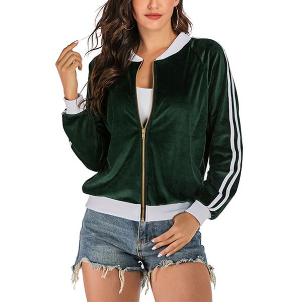 women's baseball jack elastic necklace cuffs green uniform swede rits long mouw line jacket, Black;brown
women's baseball jack elastic necklace cuffs green uniform swede rits long mouw line jacket, Black;brown