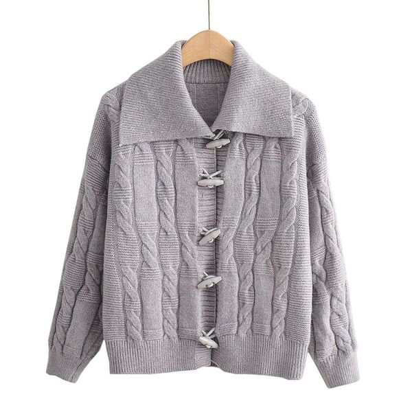 3 colors autumn 90s vintage lapel twist knitting horn buttons cardigan women single-breasted sweater long sleeve short jumper, White;black
3 colors autumn 90s vintage lapel twist knitting horn buttons cardigan women single-breasted sweater long sleeve short jumper, White;black