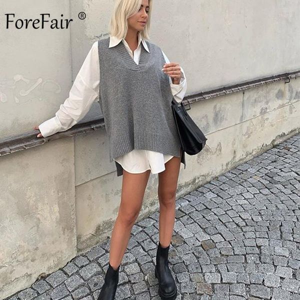women's sweaters forefair vest women sweater korean style loose gray knitted v neck 2021 autumn wild sleeveless jumper ladies winter, White;black
women's sweaters forefair vest women sweater korean style loose gray knitted v neck 2021 autumn wild sleeveless jumper ladies winter, White;black