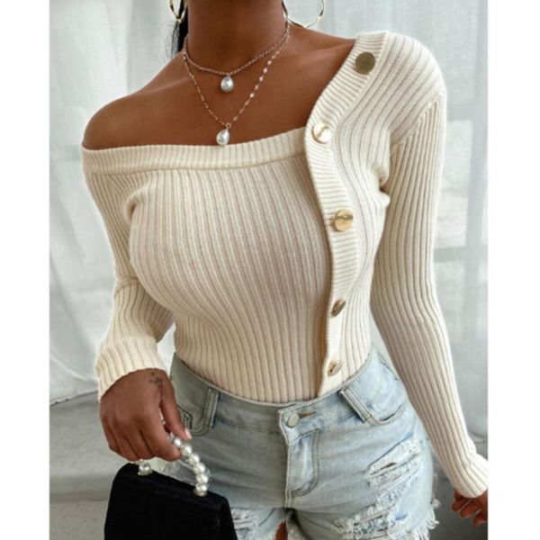 women sweater designer slim fashion one word winter 2021 clothing thread button stitching collar ladies strapless fall new in dlfq, Black
women sweater designer slim fashion one word winter 2021 clothing thread button stitching collar ladies strapless fall new in dlfq, Black