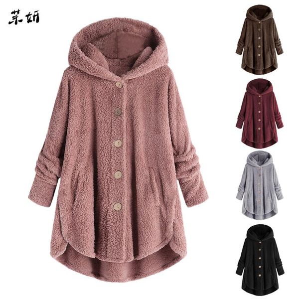 women's jackets plus size women hoodies jacket 2021 autumn winter fleece warm hoodie coats female plush button loose irregular outerwea, Black;brown
women's jackets plus size women hoodies jacket 2021 autumn winter fleece warm hoodie coats female plush button loose irregular outerwea, Black;brown