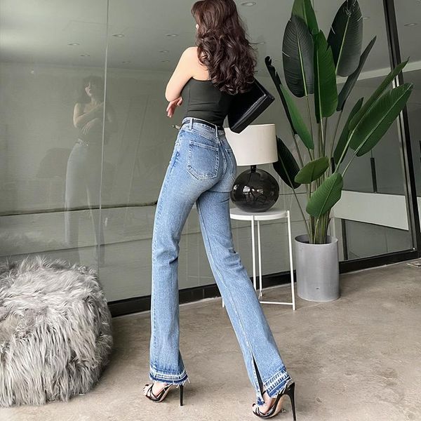women's jeans 2021 recommend high waist wide edge split stright fashion street style full length washed vintage bleached woman, Blue
women's jeans 2021 recommend high waist wide edge split stright fashion street style full length washed vintage bleached woman, Blue