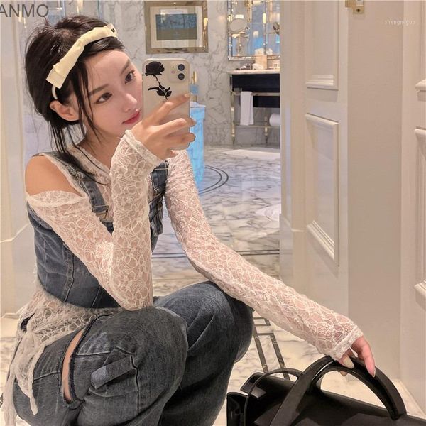women's blouses & shirts two piece suit summer 2021 irregular off shoulder lace t-shirt denim vest short, White
women's blouses & shirts two piece suit summer 2021 irregular off shoulder lace t-shirt denim vest short, White