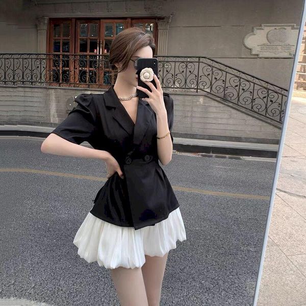 women's suits & blazers black suit jacket summer 2021 blazer coat elegant short sleeve ladies clothing female temperament korean style, White;black
women's suits & blazers black suit jacket summer 2021 blazer coat elegant short sleeve ladies clothing female temperament korean style, White;black