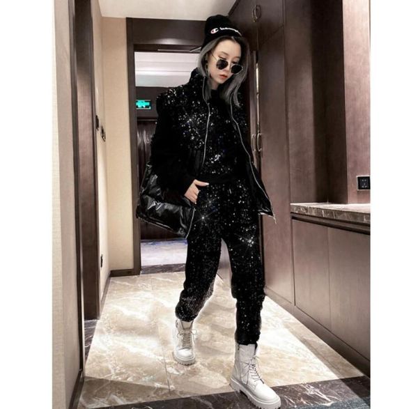 women's two piece pants streetwear white/black/silver winter sequin suit waistcoat + sweater three-piece sets warm
women's two piece pants streetwear white/black/silver winter sequin suit waistcoat + sweater three-piece sets warm