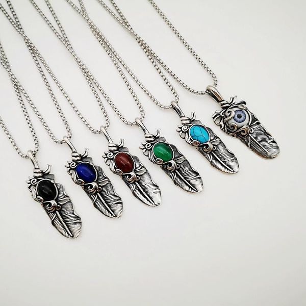 pendant necklaces fashion jewelry choker men necklace vintage 316l stainless steel feather pendants natural stone charms, Silver
pendant necklaces fashion jewelry choker men necklace vintage 316l stainless steel feather pendants natural stone charms, Silver