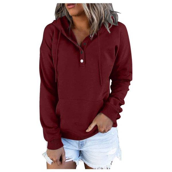 women's hoodies & sweatshirts solid color loose hooded sweatshirt autumn pullover coats long sleeve button casual large size clothing, Black
women's hoodies & sweatshirts solid color loose hooded sweatshirt autumn pullover coats long sleeve button casual large size clothing, Black