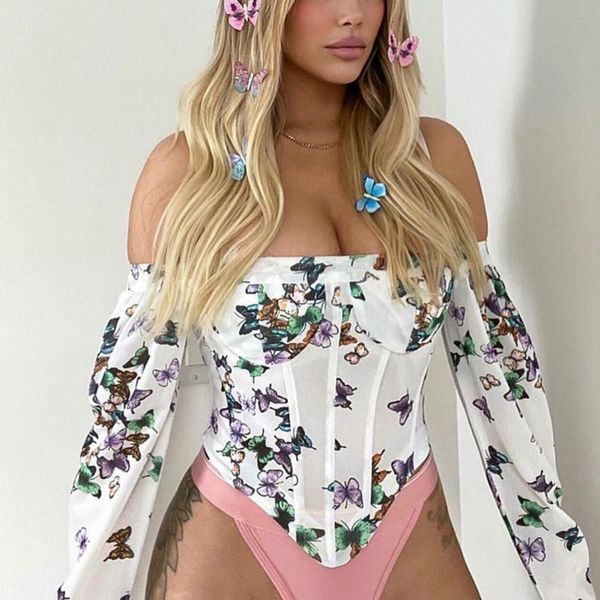 2021 Spring New Arrivals Slash Neck Impression White Butterfly Short Female Blouse Top Streetwear Ejb6
2021 Spring New Arrivals Slash Neck Impression White Butterfly Short Female Blouse Top Streetwear Ejb6