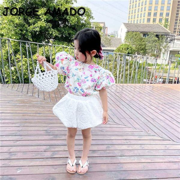korean style summer kids girls 2-pcs sets floral short sleeves shirts + white shorts cute children clothes e1035 210610
korean style summer kids girls 2-pcs sets floral short sleeves shirts + white shorts cute children clothes e1035 210610