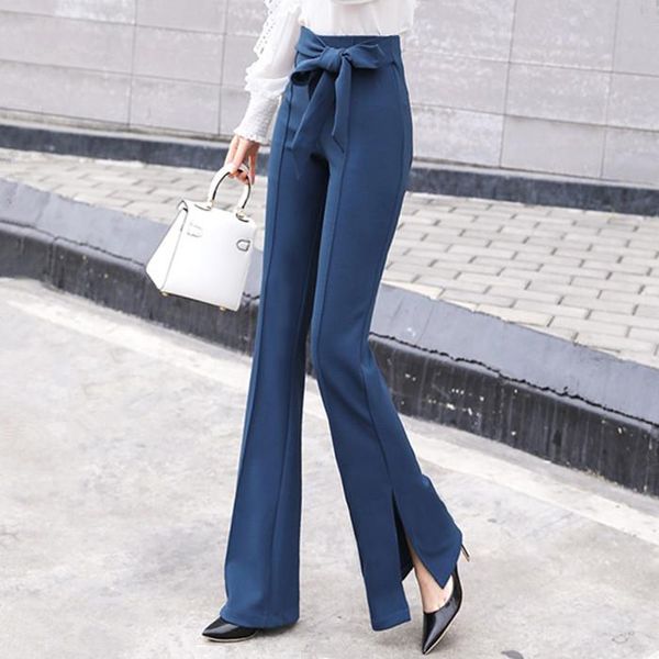 women's pants & capris ladies pearl pantalon femme high waist side split korea flare women summer wide leg office work trousers, Black;white
women's pants & capris ladies pearl pantalon femme high waist side split korea flare women summer wide leg office work trousers, Black;white