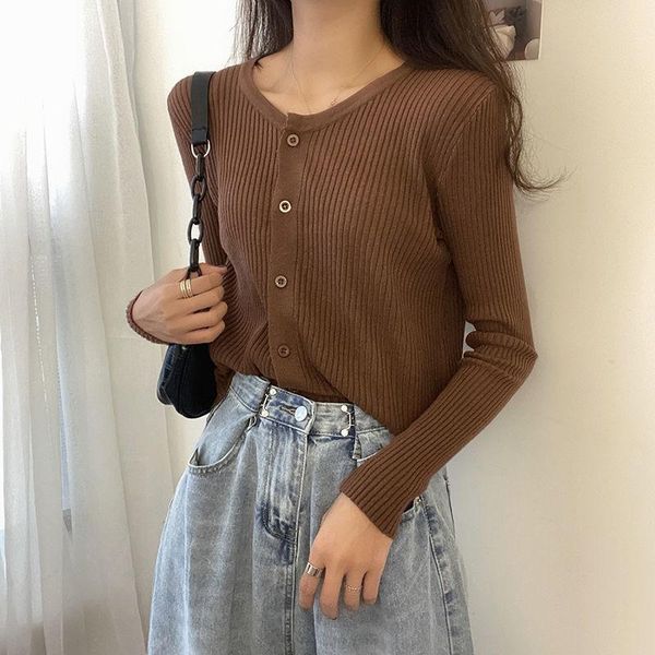women's knits & tees simple and versatile crew neck cardigan long sleeve sweater autumn korean slim foreign style short top, White
women's knits & tees simple and versatile crew neck cardigan long sleeve sweater autumn korean slim foreign style short top, White