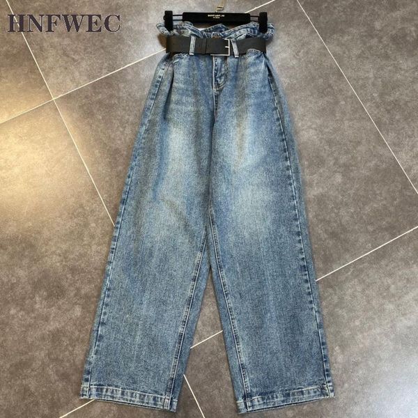women's jeans 2021 summer arrivals high waist blue denim long wide leg pants with belt women streetwear t333
women's jeans 2021 summer arrivals high waist blue denim long wide leg pants with belt women streetwear t333