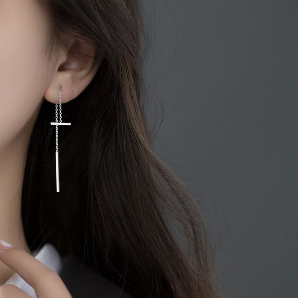 eloge s925 silver one word earrings women's japanese and korean style fashion sweet temperament personality long earchain e1886, Golden
eloge s925 silver one word earrings women's japanese and korean style fashion sweet temperament personality long earchain e1886, Golden