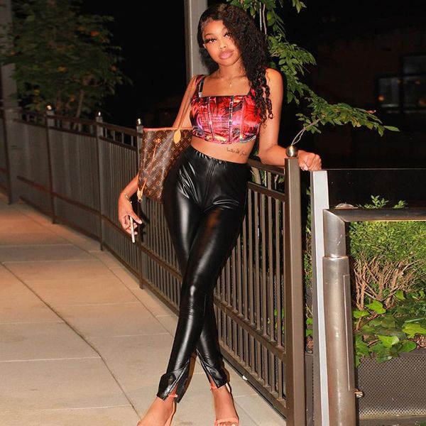 women's leggings women solid color pencil trousers autumn and winter high waist slit hem stretch pants lady slim fit long, Black
women's leggings women solid color pencil trousers autumn and winter high waist slit hem stretch pants lady slim fit long, Black
