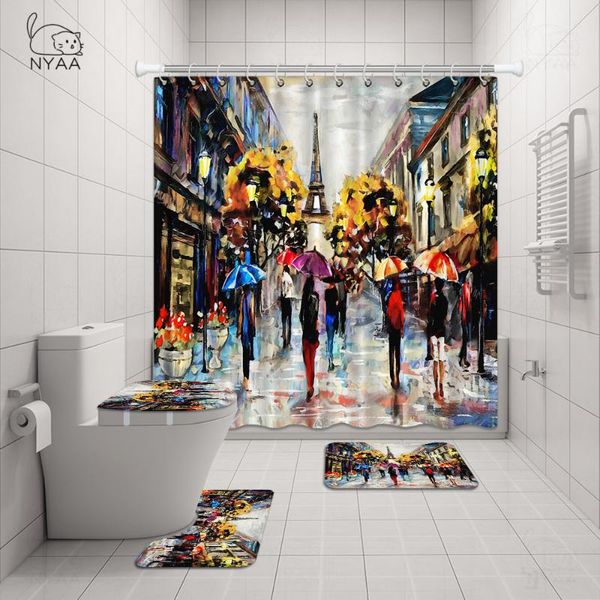 retro paris tower print shower bath curtain bathroom accessories 4 piece set soft toilet mat pad home decor
retro paris tower print shower bath curtain bathroom accessories 4 piece set soft toilet mat pad home decor
