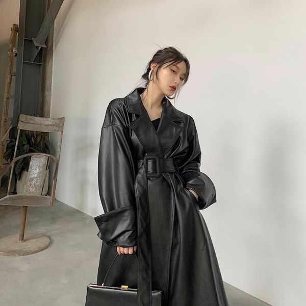 women's leather & faux long oversized trench coat for women sleeve lapel loose fit fall black plus size clothing streetwear
women's leather & faux long oversized trench coat for women sleeve lapel loose fit fall black plus size clothing streetwear