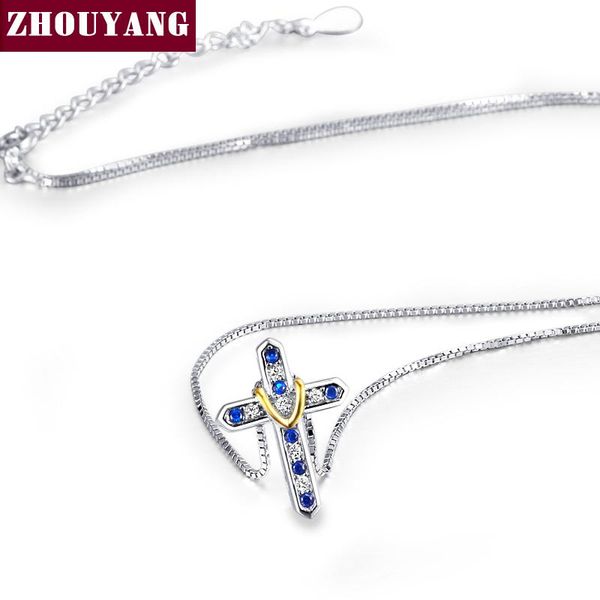 zhouyang cross pendant rose gold color party jewelry necklace rhinestone made with austrian crystals gift zyn605 zyn606, Silver
zhouyang cross pendant rose gold color party jewelry necklace rhinestone made with austrian crystals gift zyn605 zyn606, Silver