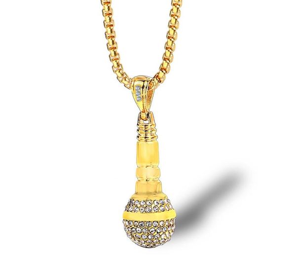 pendant necklaces stainless steel zircon full crystal microphone necklace star jewelry men hip hop charm chain bling, Silver
pendant necklaces stainless steel zircon full crystal microphone necklace star jewelry men hip hop charm chain bling, Silver