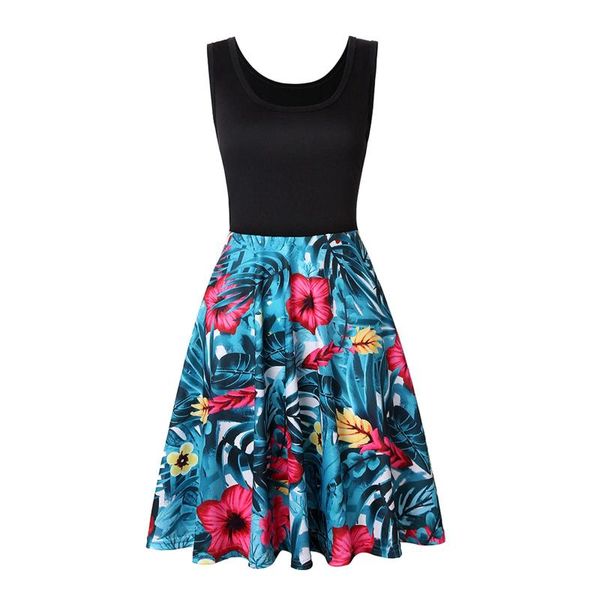 casual dresses plus size women sleeveless o-neck print dress sweet vintage floral a-line party 2021 summer beach vestidos, Black;gray
casual dresses plus size women sleeveless o-neck print dress sweet vintage floral a-line party 2021 summer beach vestidos, Black;gray