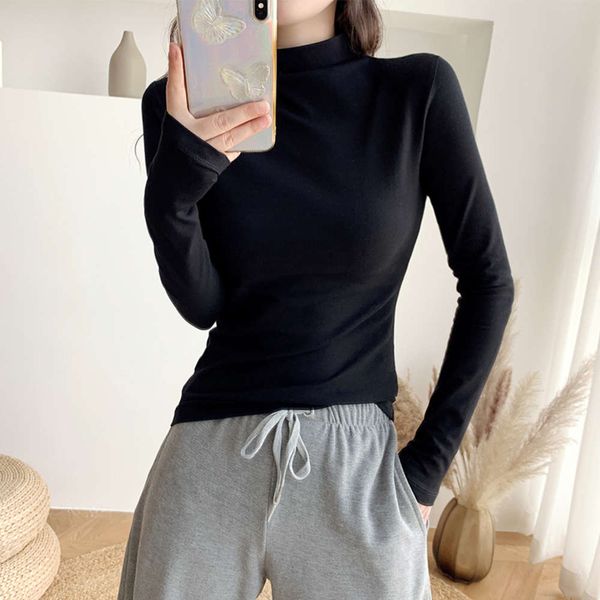 black half high collar undercoat women's 2020 new fall and winter versatile long sleeve middle neck shows thin, with a tight in the bac, White
black half high collar undercoat women's 2020 new fall and winter versatile long sleeve middle neck shows thin, with a tight in the bac, White