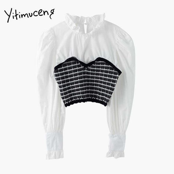 yitimuceng fake 2 pieces blouse women folds plaid shirts long sleeve half high collar spring summer french fashion 210601, White
yitimuceng fake 2 pieces blouse women folds plaid shirts long sleeve half high collar spring summer french fashion 210601, White