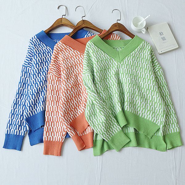 2021 new autumn winter knitted sweater geometric embroidery thick pullover women long sleeve v neck blue orang 2k1x, White;black
2021 new autumn winter knitted sweater geometric embroidery thick pullover women long sleeve v neck blue orang 2k1x, White;black