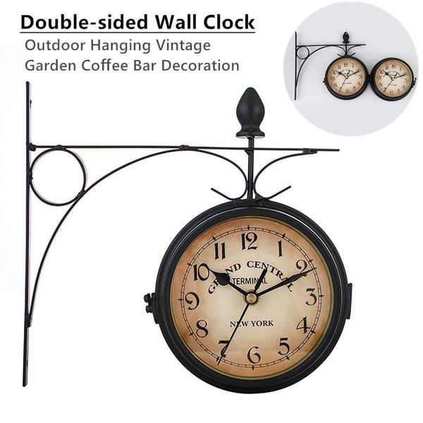 wall clocks vintage wall-mounted iron double side clock home living room hallway cafe decorative ornament
wall clocks vintage wall-mounted iron double side clock home living room hallway cafe decorative ornament