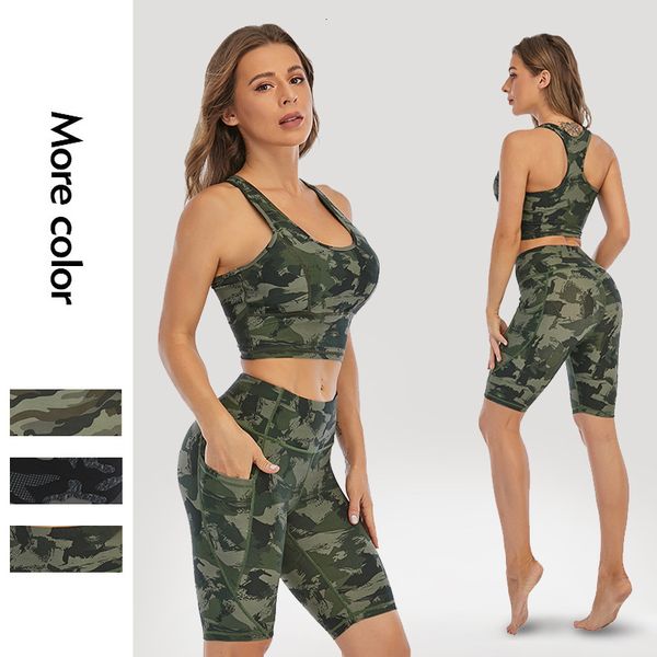 tracksuits ladies sports suit summer yoga shorts set women's camouflage printed pants pocket bra set fitness, Gray
tracksuits ladies sports suit summer yoga shorts set women's camouflage printed pants pocket bra set fitness, Gray