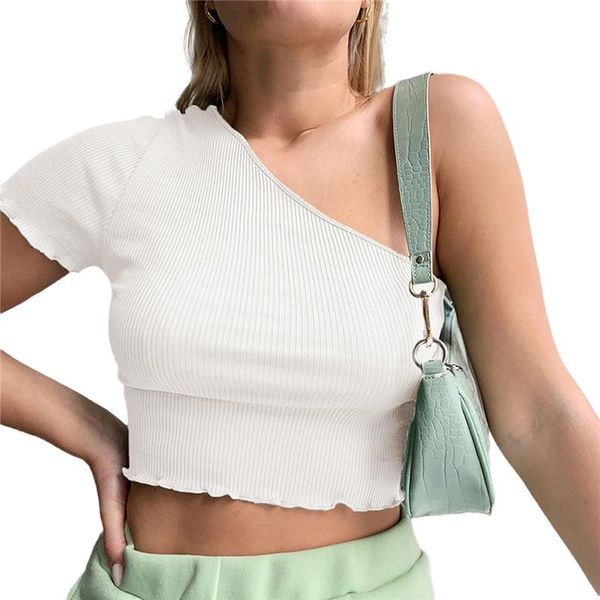 women's tanks & camis women one shoulder solid t shirt ladies crop womens clothing slim fit female blusa feminina, White
women's tanks & camis women one shoulder solid t shirt ladies crop womens clothing slim fit female blusa feminina, White