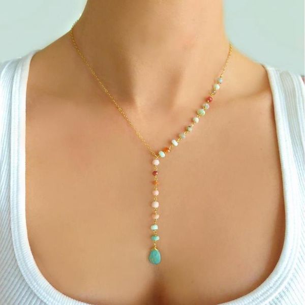 pendant necklaces women beaded necklace bohemian long chain choker stone exquisite clavicle jewelry accessories gifts, Silver
pendant necklaces women beaded necklace bohemian long chain choker stone exquisite clavicle jewelry accessories gifts, Silver