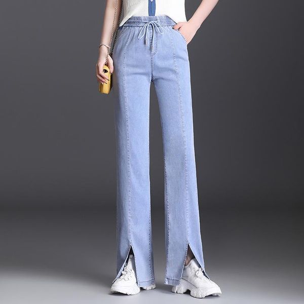 women's jeans women fashion slit straight summer ladies elegant vintage loose plus size drawstring high waist wide leg denim pants 5501, Blue
women's jeans women fashion slit straight summer ladies elegant vintage loose plus size drawstring high waist wide leg denim pants 5501, Blue