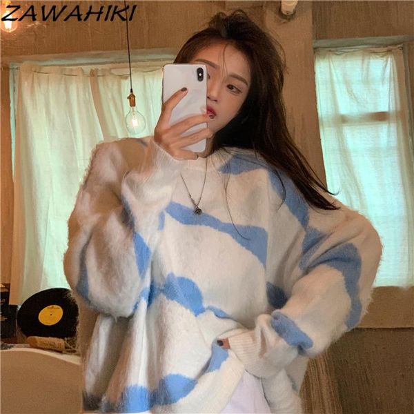women's sweaters zawahiki outer wear sweater pullover women autumn and winter o neck thick oversize casual striped long sleeve knitted, White;black
women's sweaters zawahiki outer wear sweater pullover women autumn and winter o neck thick oversize casual striped long sleeve knitted, White;black